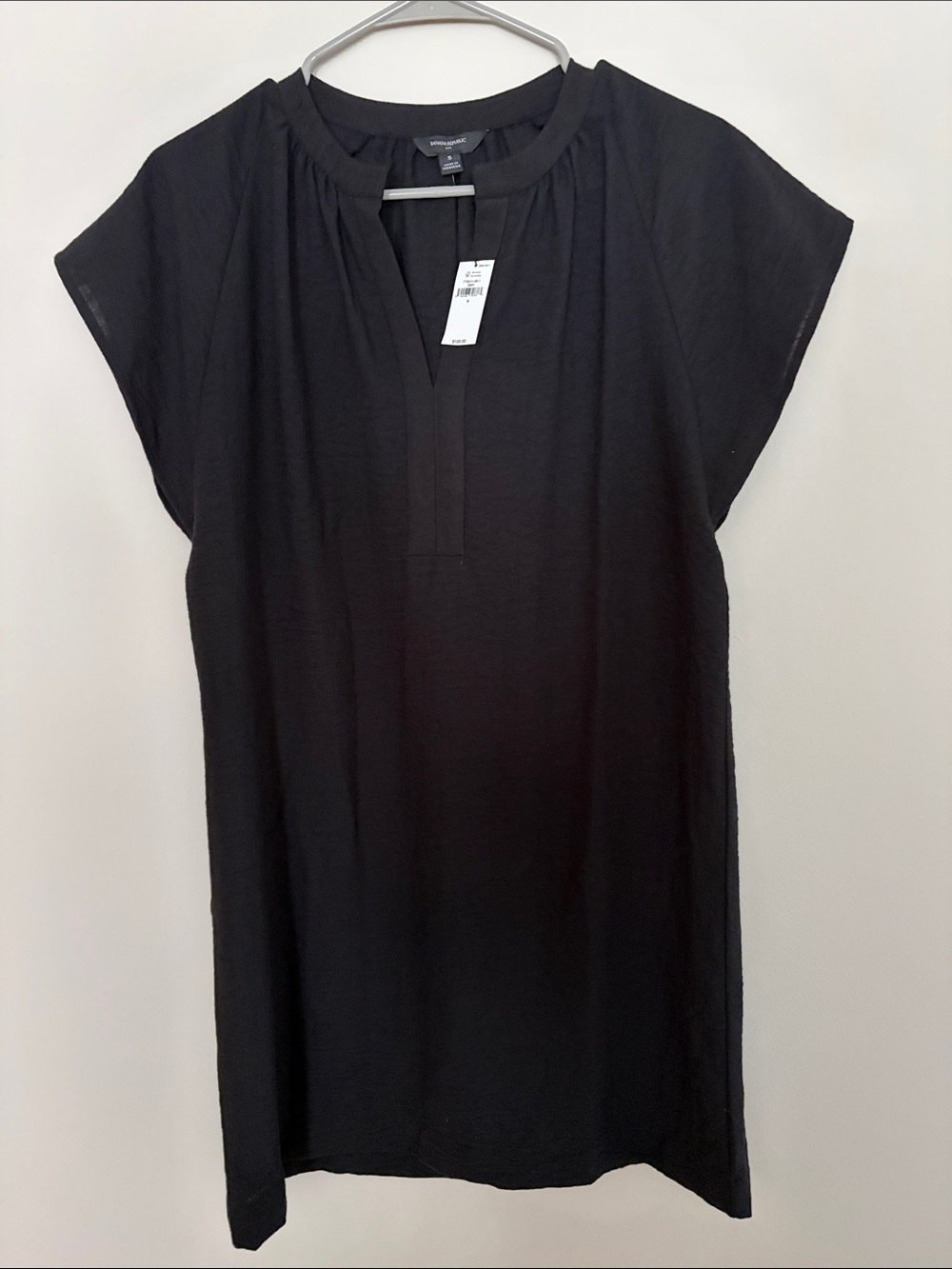 Banana Republic Black Cap-Sleeve Tunic Dress